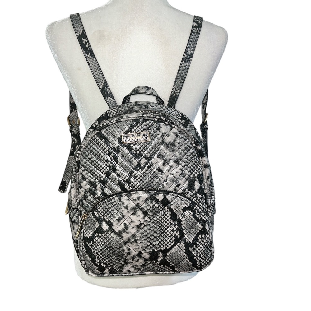 Aldo Faux Leather Snake Print Quilted Backpack Black White and Gray NWT